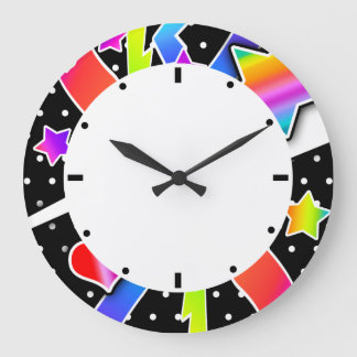 Retro Sixties Pop Star, Black Large Clock