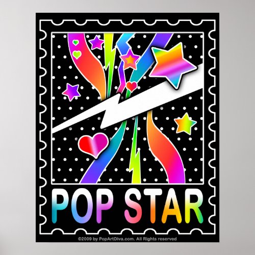 Retro Sixties Pop Star Black Poster