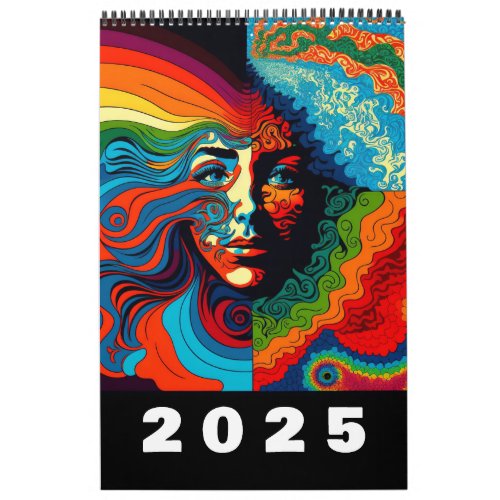 Retro Sixties Psychedelic Art 2025 Calendar
