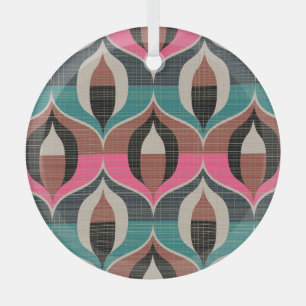 Retro Sixties Style Seamless Pattern Glass Ornament