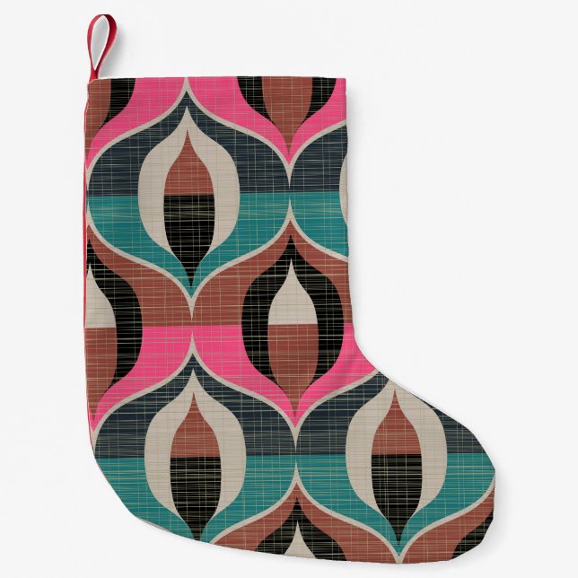 Retro Sixties Style Seamless Pattern Small Christmas Stocking (Front)