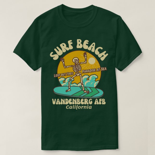 Retro Sixties Surf Beach Vandenberg AFB California T-Shirt (Design Front)