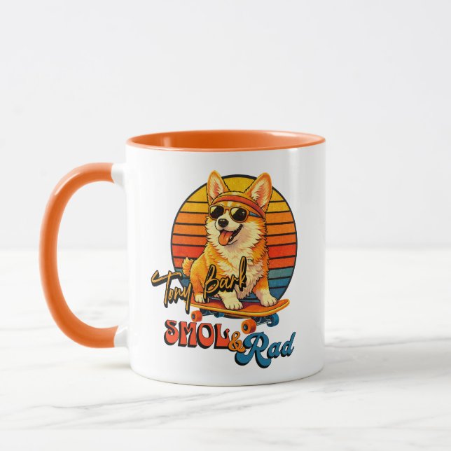 Retro Skate Corgi – Tony Bark™ – Smol & Rad  Mug (Left)