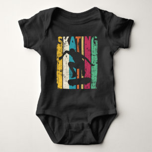 Retro Skateboard Jump Skating Silhouette Baby Bodysuit