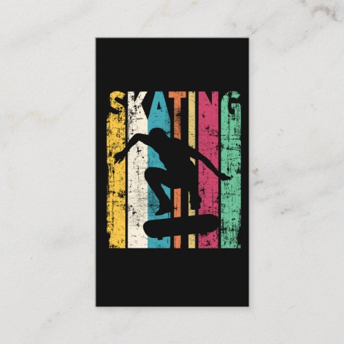 Retro Skateboard Jump Skating Silhouette Business Card