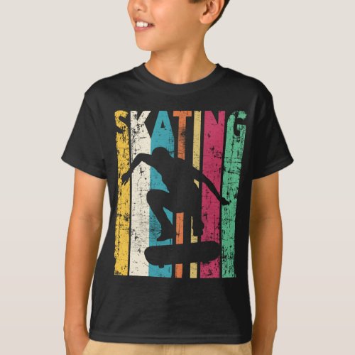 Retro Skateboard Jump Skating Silhouette T_Shirt