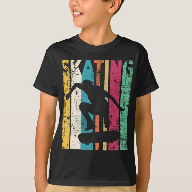 Retro Skateboard Jump Skating Silhouette T-Shirt (Front)
