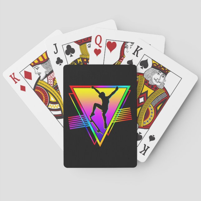 Retro Skateboarding Silhouette Skater Poker Cards (Back)