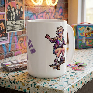 Retro Skater Mom Era Custom Name Large 15oz Coffee Mug