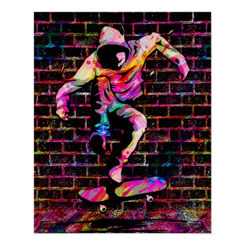 Retro Skater _ Skateboarder _ Vintage Skateboard Poster
