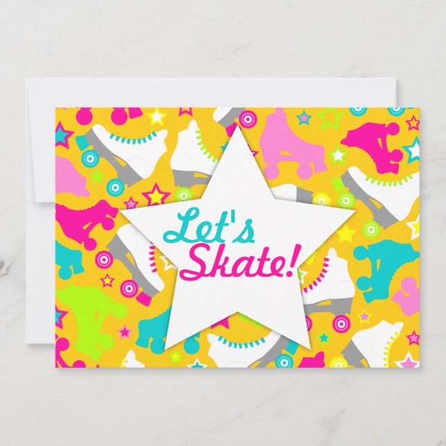 Retro Skates Invitation "Let's Skate!" (Front)