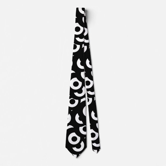 Retro Skating Wheels Modern Black White Neck Tie (Front)