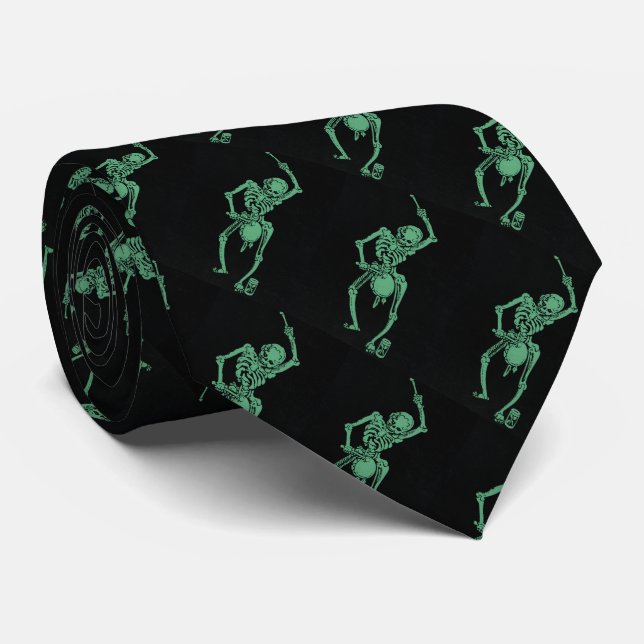Retro Skeletal drummer Neck Tie (Rolled)