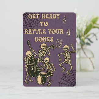 Retro Skeleton Band Halloween Party Invitation