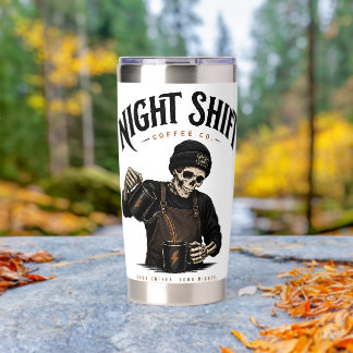 Retro Skeleton Barista Night Shift Coffee Co Insulated Tumbler
