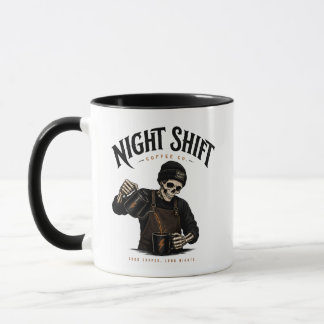 Retro Skeleton Barista Night Shift Coffee Co Mug