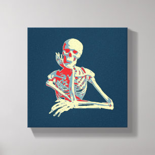retro skeleton canvas print