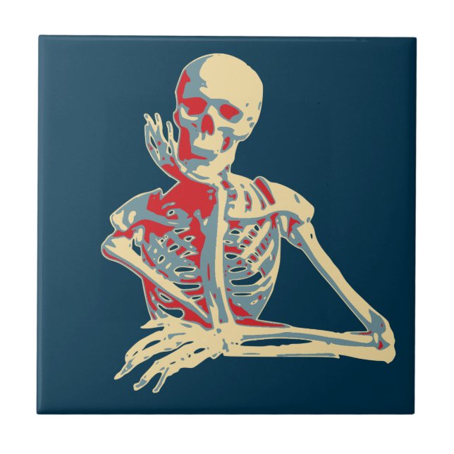 Retro Skeleton Ceramic Tile (Front)