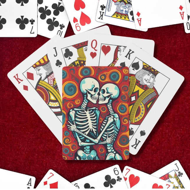 Retro Skeleton Couple Kissing Poker Cards (Creator Uploaded)