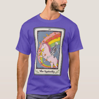Retro Skeleton Rides Unicorn The Audacity Tarot Ca T-Shirt