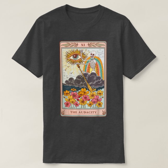 Retro Skeleton Riding Cloud The Audacity Tarot Car T-Shirt (Design Front)