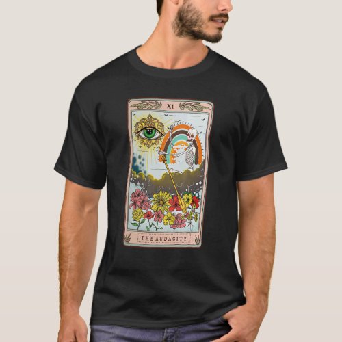 Retro Skeleton Riding Cloud The Audacity Tarot Car T_Shirt