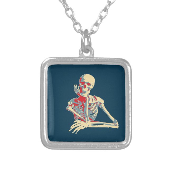 Retro Skeleton Silver Plated Necklace (Front)