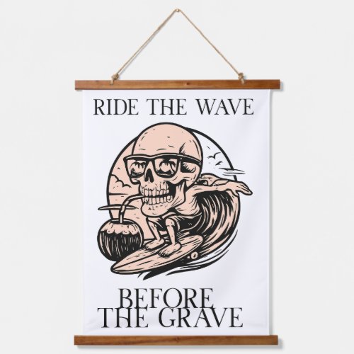 Retro Skeleton Surfing Ride The Wave Before  Hanging Tapestry