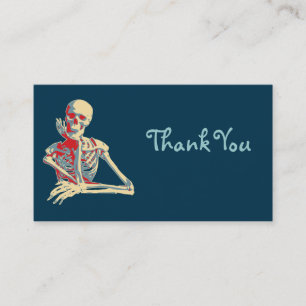Retro Skeleton Thank You Business Card