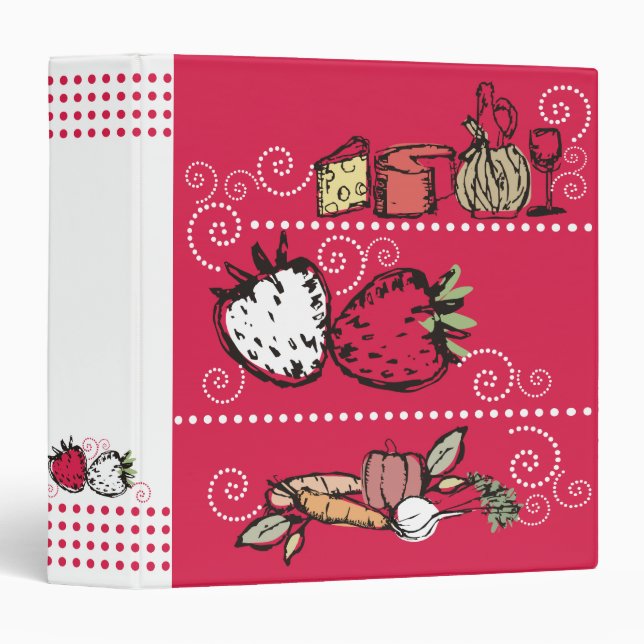 retro sketch food all purpose recipe cookbook bind 3 ring binder (Front/Spine)