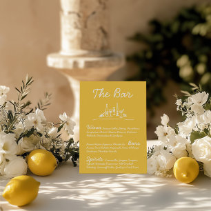 Retro Sketch Hand-Drawn Bar Wedding Tabletop Sign Invitation