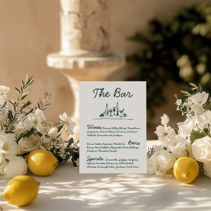 Retro Sketch Hand-Drawn Bar Wedding Tabletop Sign Invitation