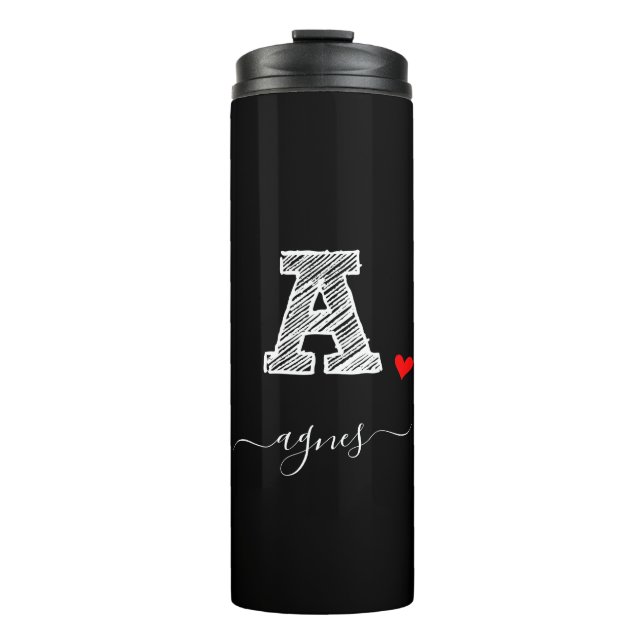 Retro Sketch Monogram Letter A, Thermal Tumbler (Front)