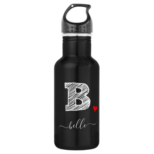 Retro Sketch Monogram Letter B Water Bottle