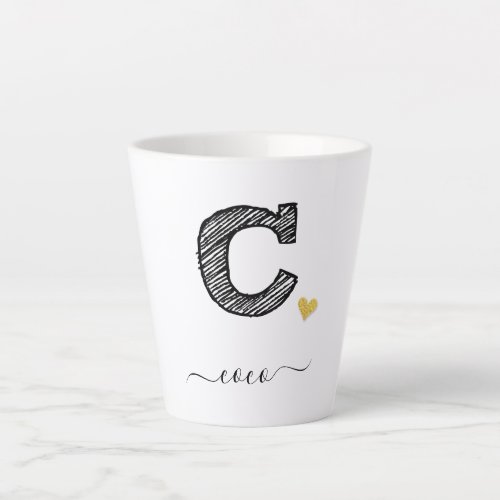Retro Sketch Monogram Letter C Latte Mug