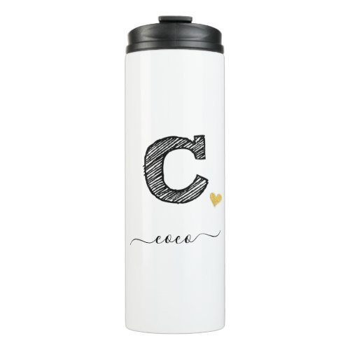 Retro Sketch Monogram Letter C Thermal Tumbler