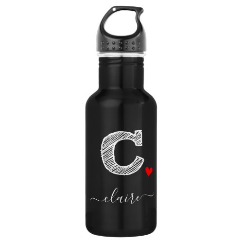 Retro Sketch Monogram Letter C Water Bottle