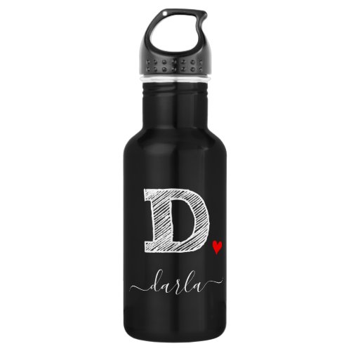 Retro Sketch Monogram Letter D Water Bottle