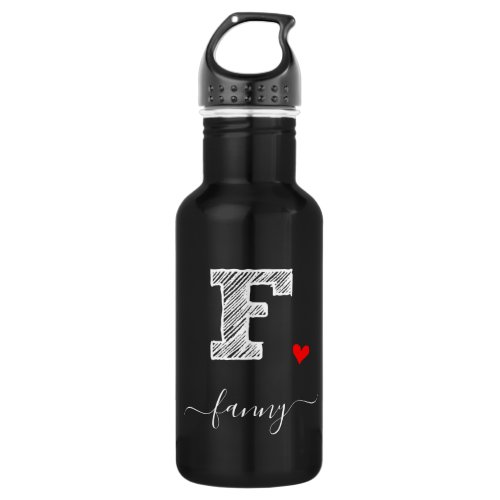 Retro Sketch Monogram Letter F Water Bottle