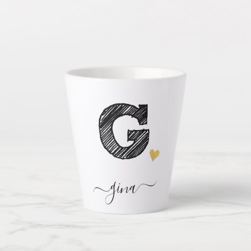 Retro Sketch Monogram Letter G Latte Mug