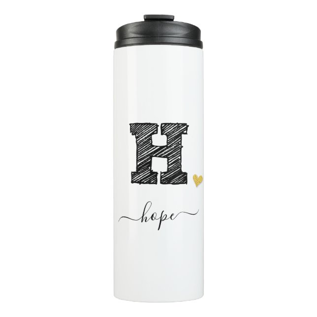 Retro Sketch Monogram Letter H, Thermal Tumbler (Front)