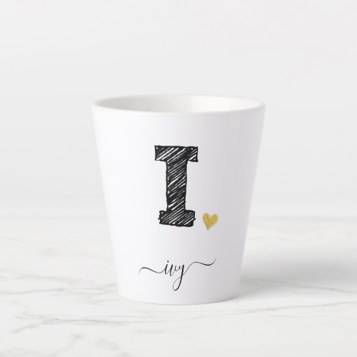 Retro Sketch Monogram Letter I Latte Mug