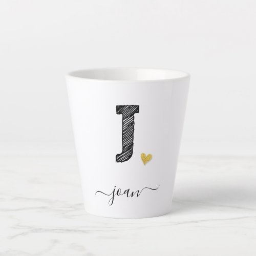 Retro Sketch Monogram Letter J Latte Mug