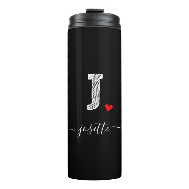 Retro Sketch Monogram Letter J, Thermal Tumbler (Front)