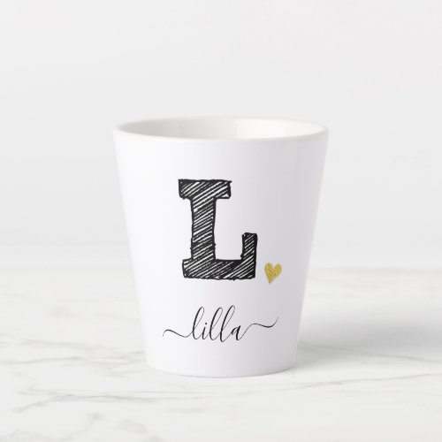 Retro Sketch Monogram Letter L Latte Mug