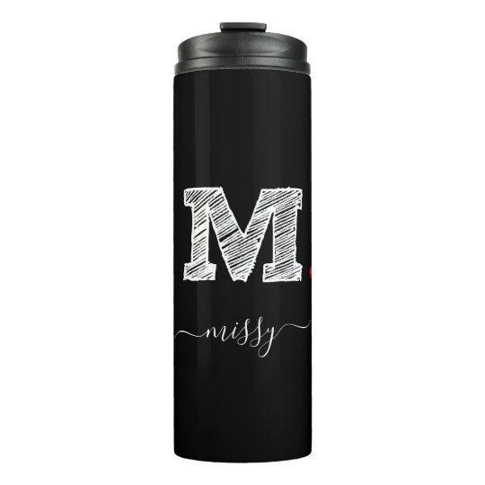 Retro Sketch Monogram Letter M, Thermal Tumbler | Zazzle.com