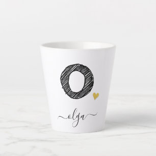 Retro Sketch Monogram Letter O, Latte Mug
