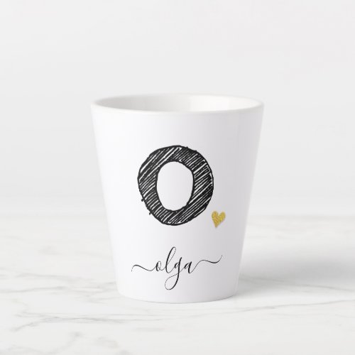 Retro Sketch Monogram Letter O Latte Mug