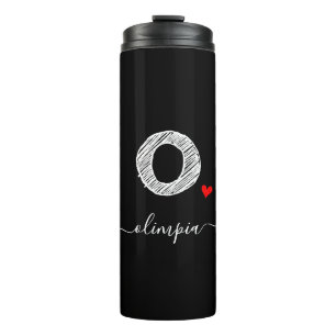 Retro Sketch Monogram Letter O, Thermal Tumbler