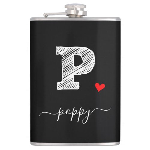 Retro Sketch Monogram Letter P Flask